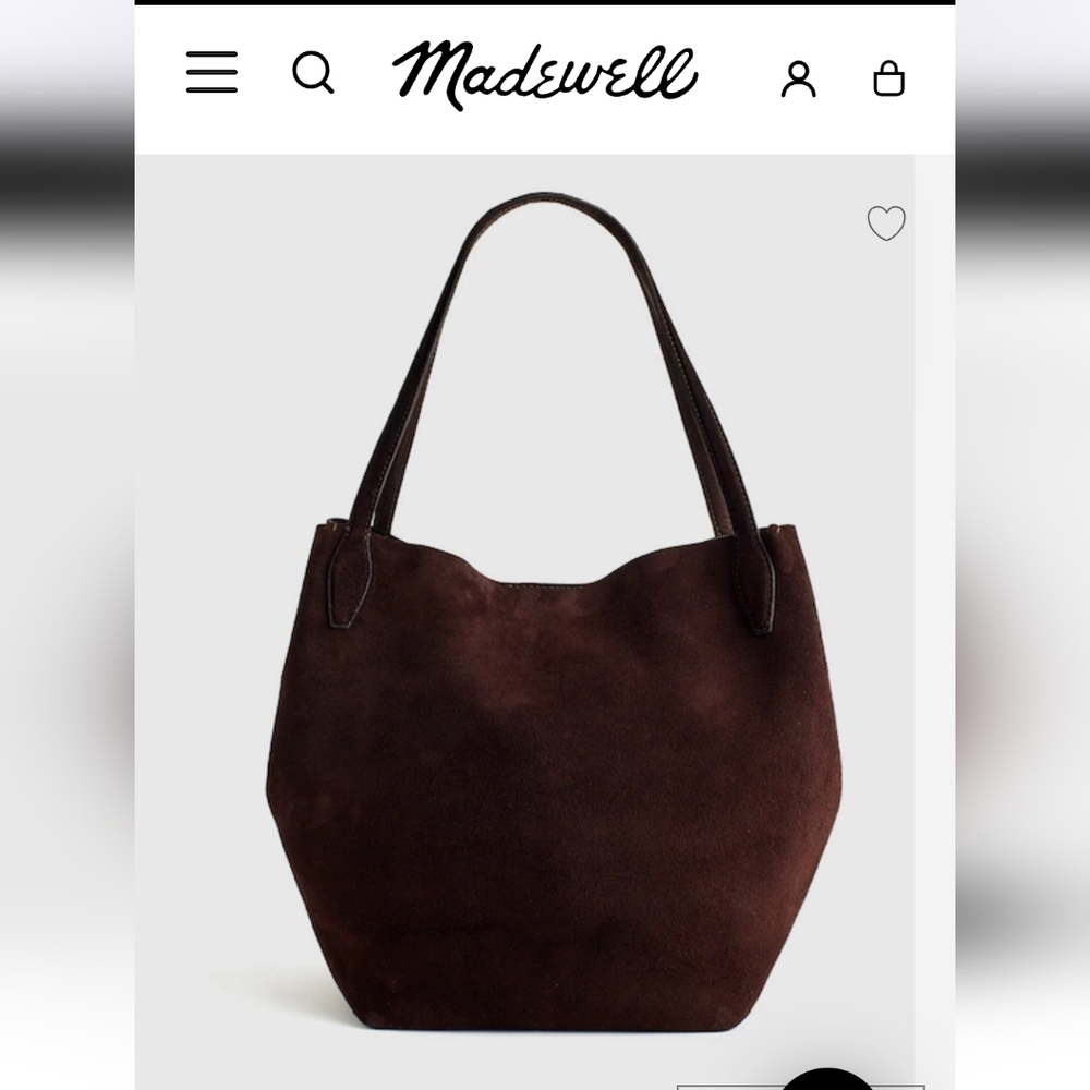 NWT Madewell Dark Brown Suede The Shopper Tote $198 Dark Carob